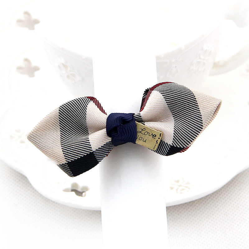 Mode geruite lederen band haarcirkel vlinderknoop haartouw stropdas haartouw dameshoofdtooi Haarspeld Haaraccessoires