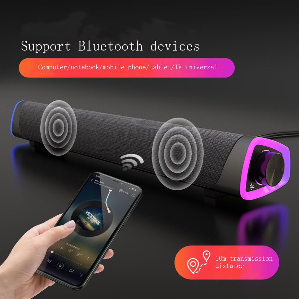 3D Computer Speakers Bluetooth 5.0 Wired Loudspeaker Surround Soundbar Speaker Stereo Subwoofer Sound bar for Laptop Notebook PC
