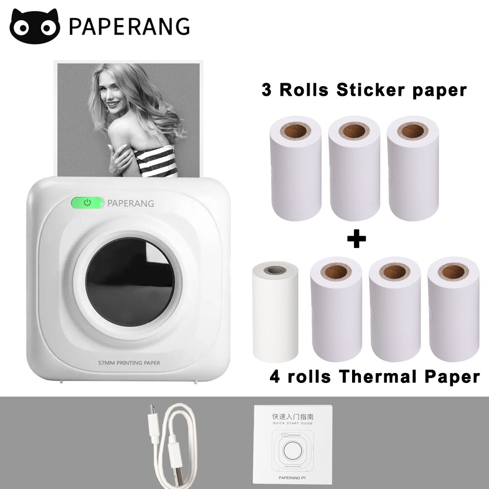 PAPERANG P1 Pocket Printer BT Wireless Thermal Printer Portable Printer 200dpi for Photo Picture Receipt Memo Note Label Sticker: W-7 Rolls Paper