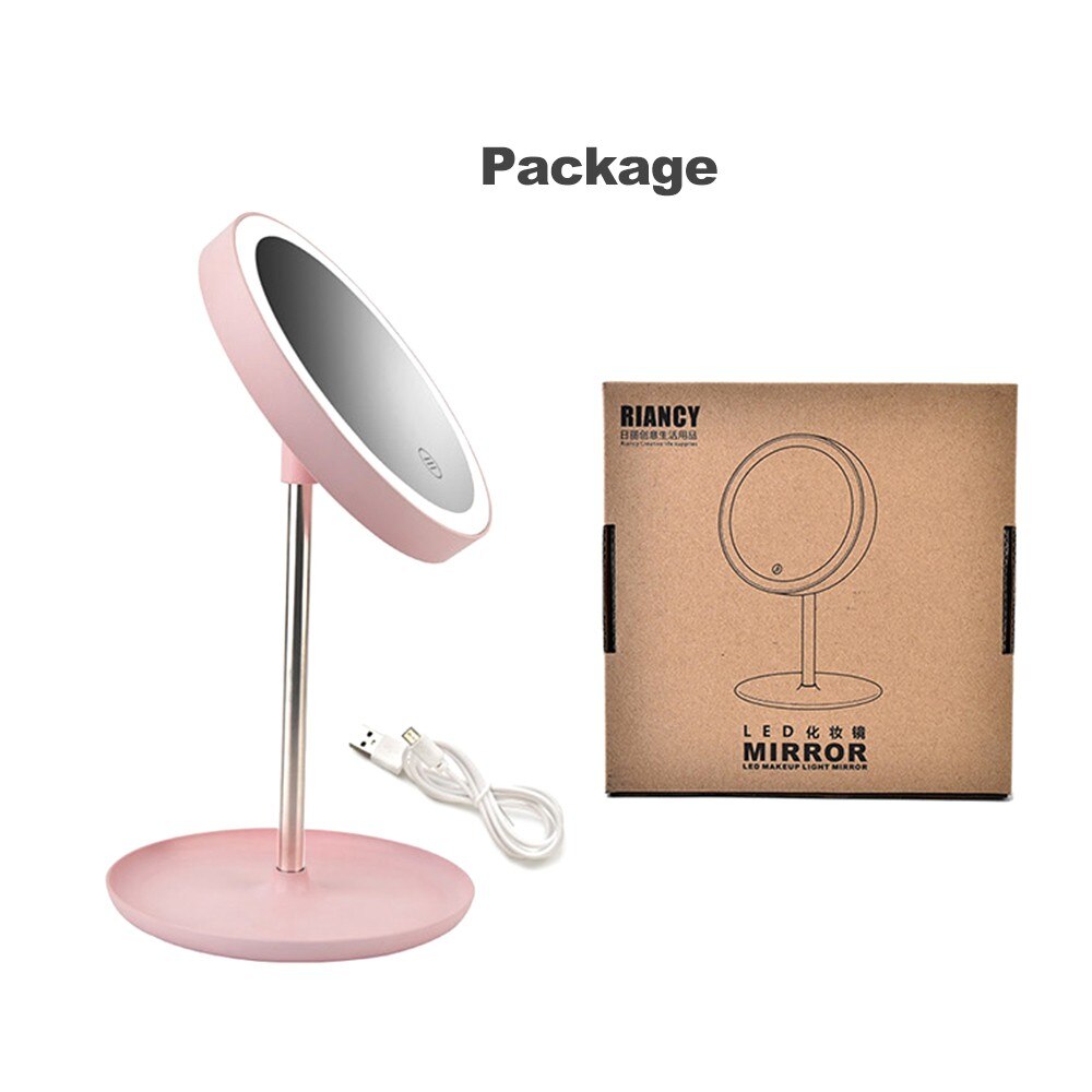 LED Light Makeup Mirror Table Lamp 360 Degree Rotation Brightness Adjustable Beauty Cosmetic Mirror
