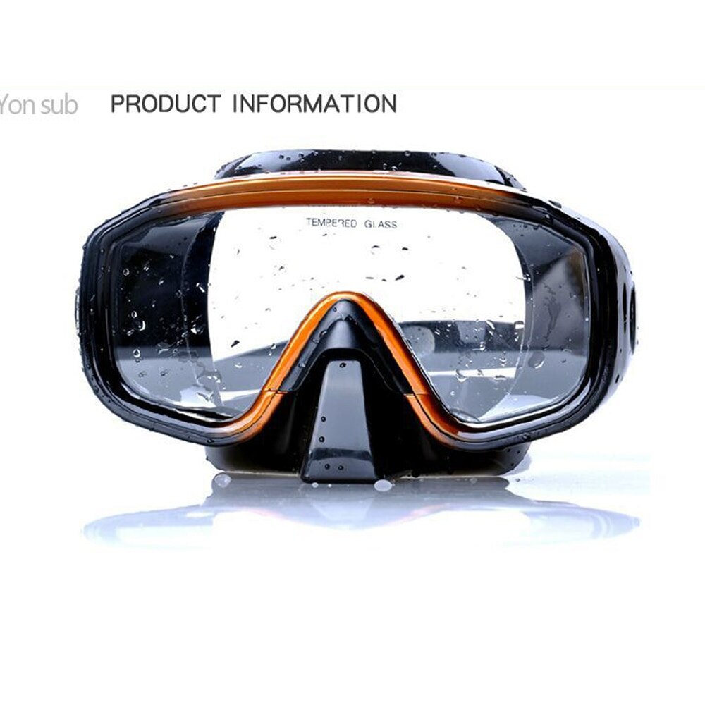 Silicone Scuba Dive Mask & Snorkel Set - Tempered Glass Lens - 400mm Tube - Water Sports Snorkeling Gear