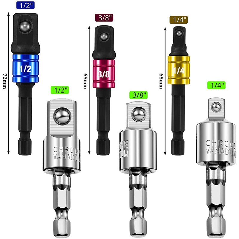 7Pcs Power Drill Sockets Adapter Extension Sets,Socket Adapter, 105 Degree Right Angle Drill Bit,Extension Drill Bit Set