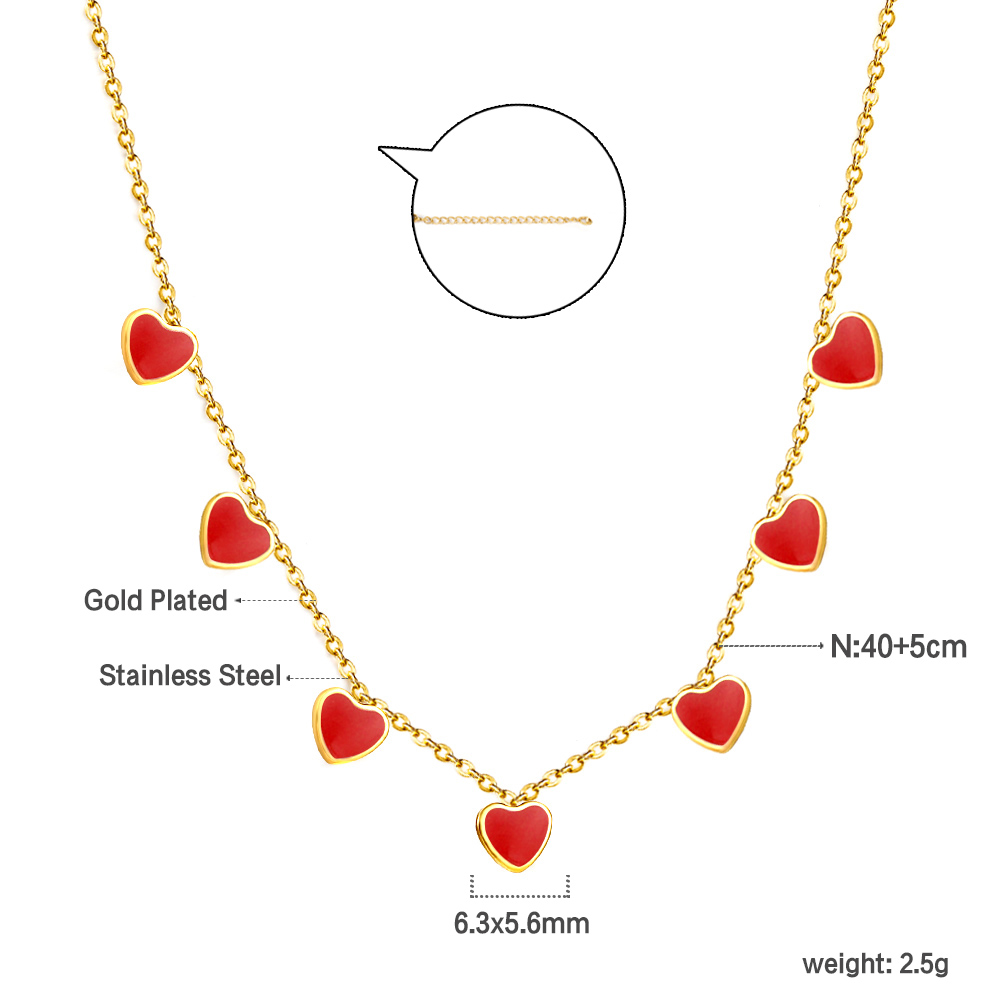 LUXUKISSKIDS Red Heart Charms Pendant Necklace Y2K Cute Tiny Love Heart Choker Babygirls Stainless Steel Jewelry Christmas: SILVER PLATED