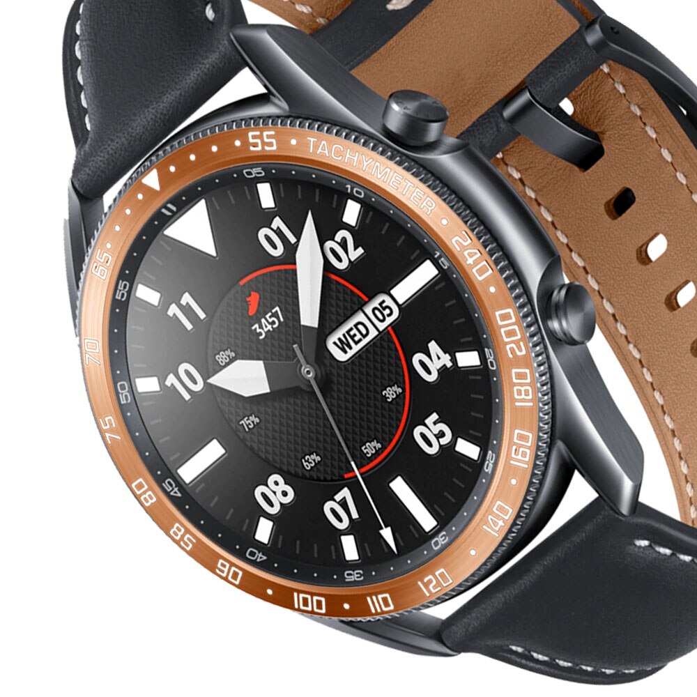 45mm smart ur cover til samsung galaxy watch 3 bezel ring anti-ridse stål bezel ring selvklæbende cover ur tilbehør