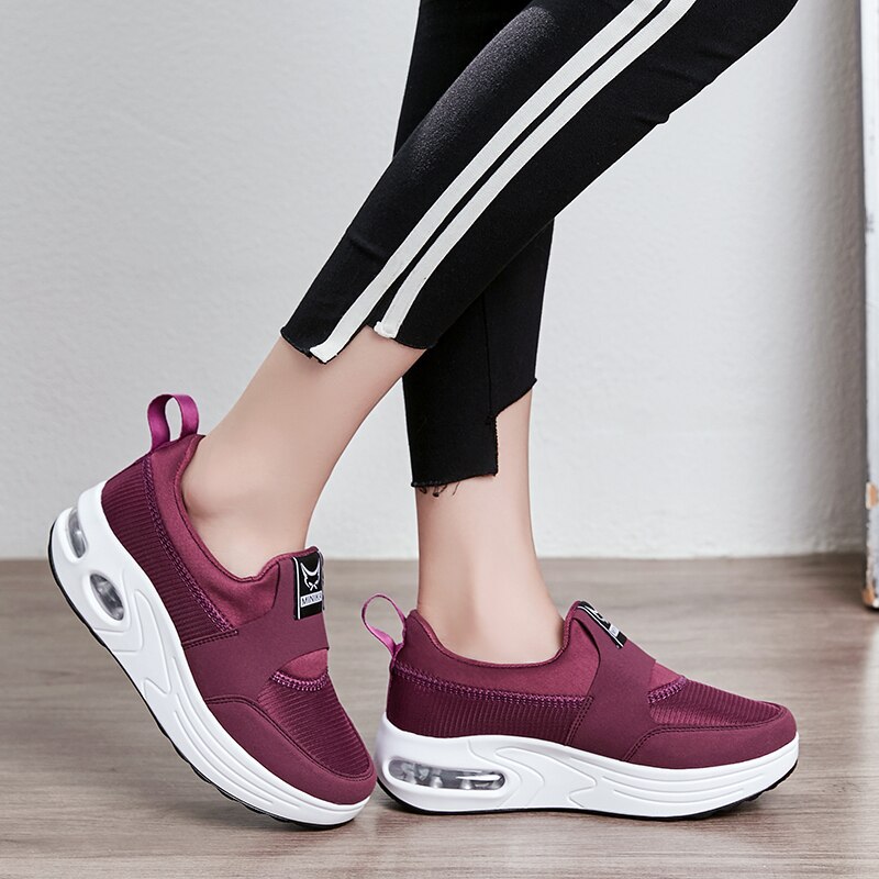 Slip-on swing sko kvinder minika sko luftpude sportssko sneakers kvinder høj stigende udendørs zapatos mujer deportivos: Rød / 7.5