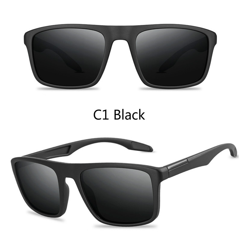 Sort polariserede solbriller mænd kørsel/sports solbriller ovale polariserede nuancer til mænd/kvinder  uv400 briller mandlige hun: C1 sorte