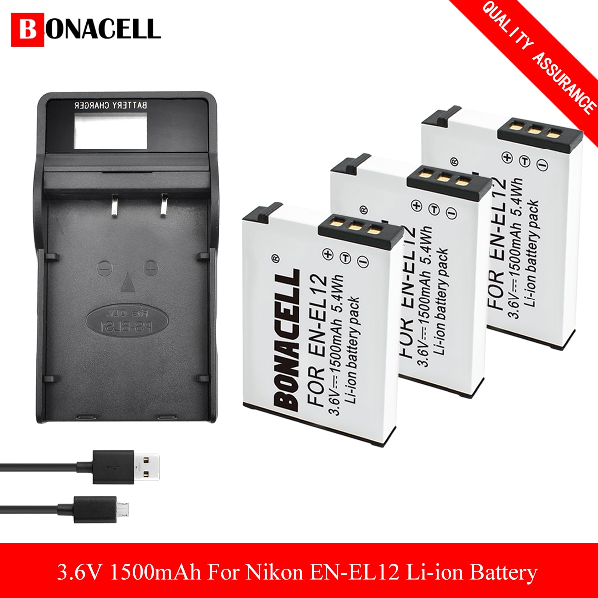 EN-EL12 Battery&Charger For Nikon Coolpix A1000, B600 Coolpix AW130 A900 W300 S1200pj S9900 S9500 S9300 S9200 S8200 S6300 S6200
