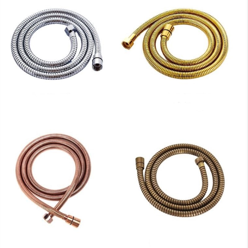 Bulk sort bruseslange 150cm bruserør i rustfrit stål fleksibelt guld badeværelsestilbehør vvs krom orb antik