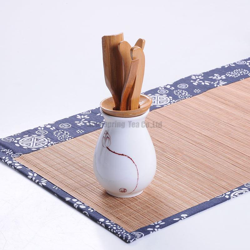 6pcs porcelain and Bamboo Tea Tools,Six things/Tea Caddy/Strainer/Clamp/Spoon/Tea Stick/Needle,Tea ceremony gentleman/Treasures