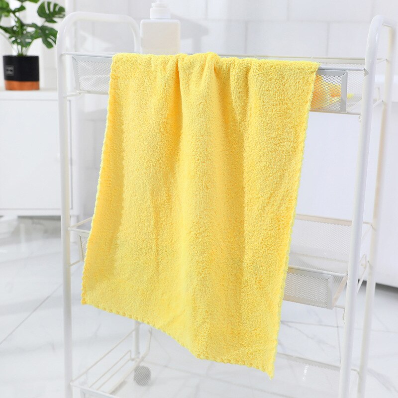 Solid Color Coral Velvet Towel Microfiber Absorbent Towel Home Shower Hair Face Hand Towel Breathable Comfort Clean Supplies: YELLOW