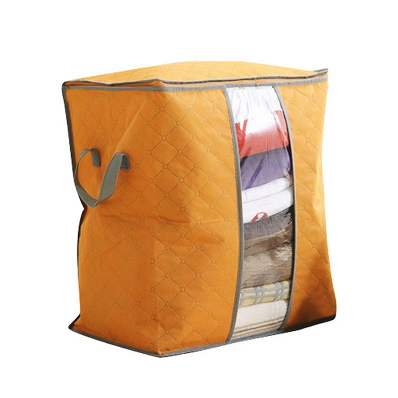 Bolsa de almacenamiento de edredón extragrande, bolsa de almacenamiento de ropa con asas, portátil, a prueba de polvo, no tejida, con cremallera, 60x42x36cm: 45x50x30cm Orange