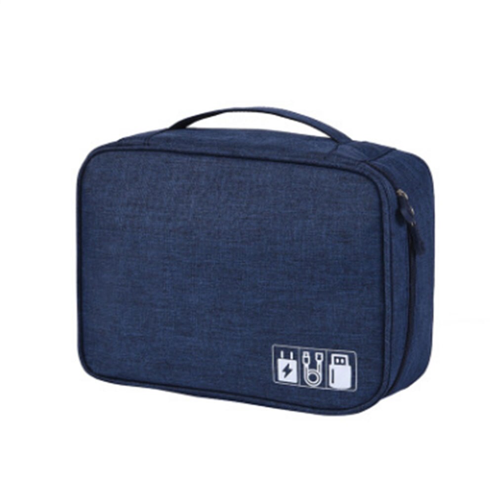 Opbergtas Reizen Closet Organizer Case voor Hoofdtelefoon Digitale Draagbare Rits Accessoires Lader Datakabel USB Bag Organizer: navy