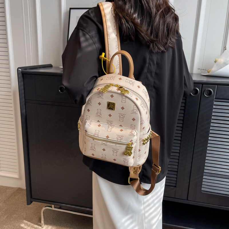 Dames Leren Rugzak Grote Tablet Beige Rugzak Luxe Tassen Vrouw Bruine Luxe Rugzak Meisje Roze Verzameltas