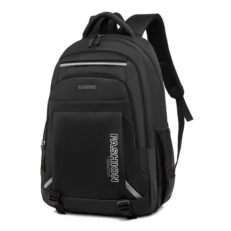 Mannen Tas Oxford Doek Casual Eenvoudige Student Schooltas Unisex Rugzak Grote Capaciteit 17 Inch Laptop Tas Mannelijke Sport Reizen tassen: Black