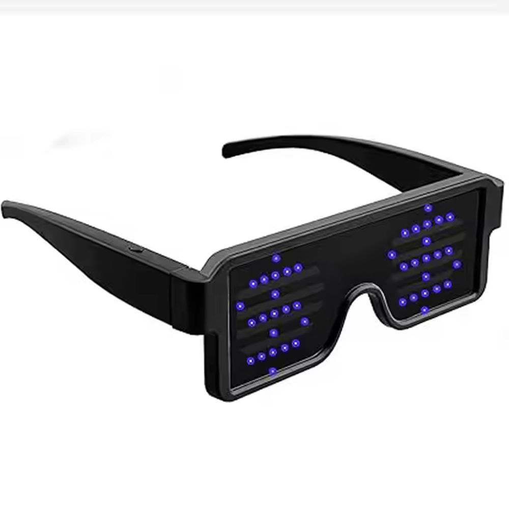 Óculos rave led sem fio, recarregável por usb, 8 modos, óculos dinâmicos multicoloridos que brilham no escuro para festa: Safira profunda