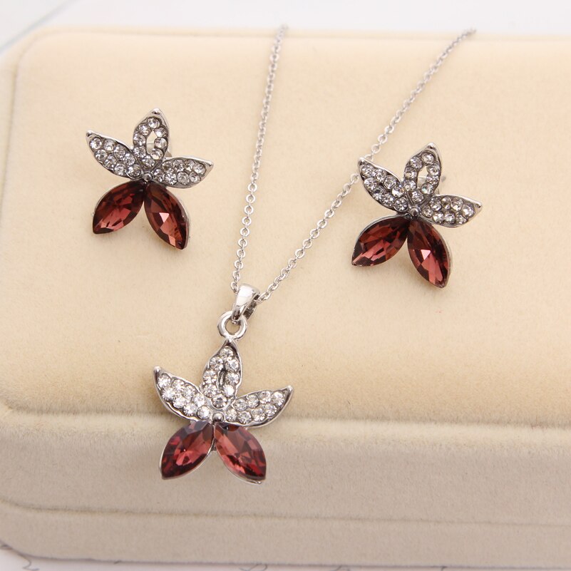 Star Jewelry Sets Stud Earrings Crystal Jewelry Set Rhinestones For Women Pendant Necklace/Earrings/ Sets For Women Wedding: F374