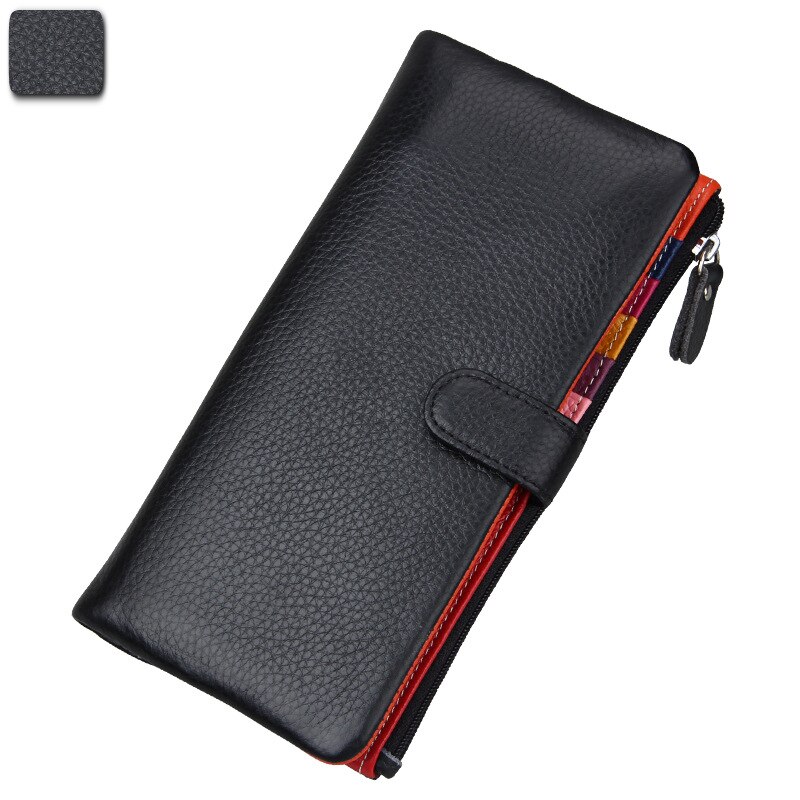 Slikfarvet kvinders læder tegnebog kort lidt mere tegnebog clutch taske: 3595 sorte og hvide med mønster