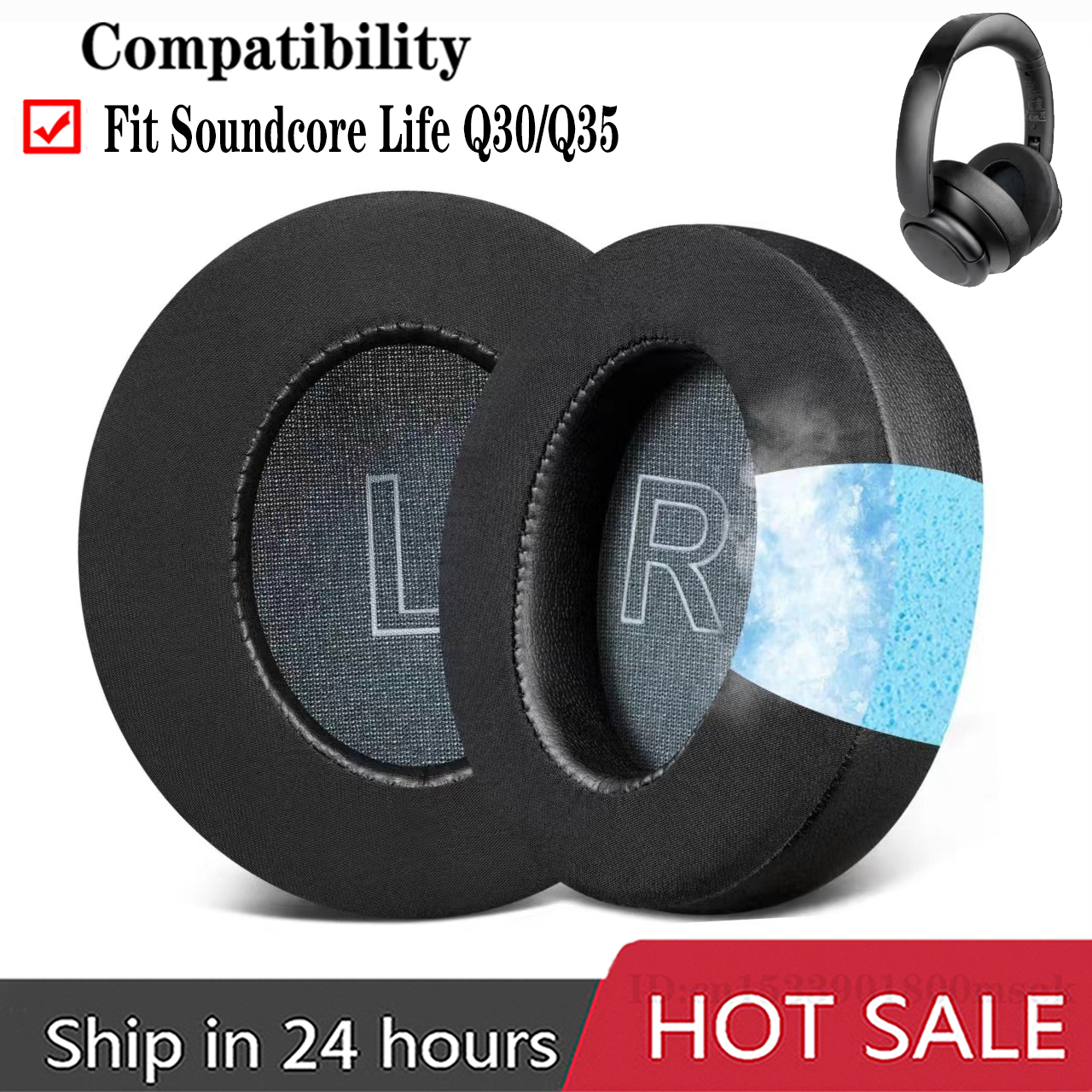 Cooling Gel Replacement Protein Ear Pads for Anker Soundcore Life Q30 Q35 Q 30 35 Headphones Soft Foam Ear Cushions