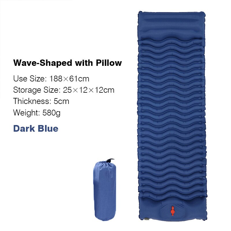 Lightweight Self-inflating Sleeping Pad Air Mattress Camping Tent Sleeping Bag Pad Picnic Beach Cushion Outdoor Sleeping Mat: W.S Dark Blue