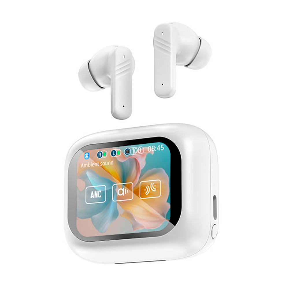 voll-Touchscreen-Kopfhörer ANC Bluetooth 5.4 Ohrhörer mit Geräuschunterdrückung, kabellose in-Ohr-ENC-Ohrhörer mit Mikrofon für Smartphone: Hautfarbe