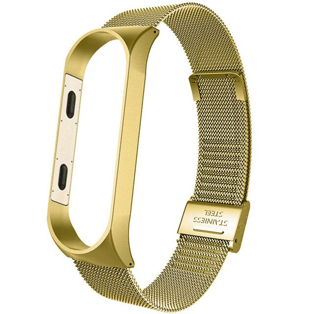 Bracelet de poignet de Bracelet pour Xiaomi Mi bande 3 MiBand 4 Bracelet en métal Bracelet en acier inoxydable Bracelet en option couleur: Gold / For mi band 3