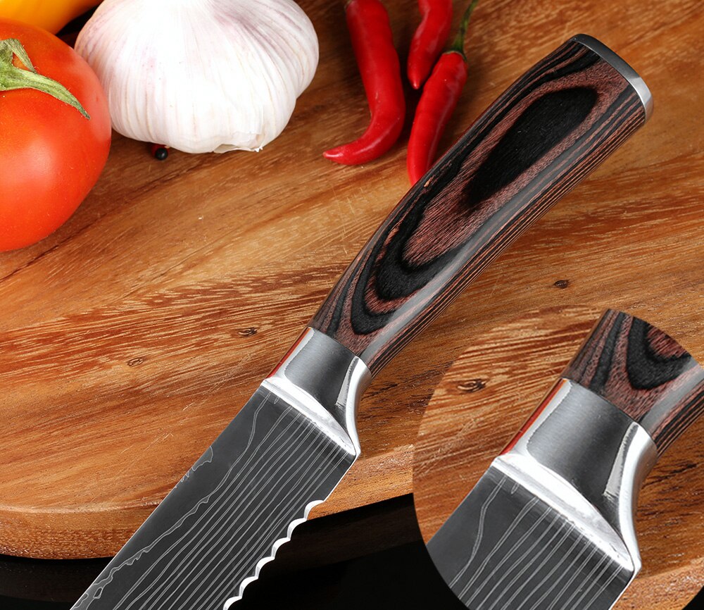 XITUO Chef Knife Practical Santoku Cut Meat Fruit and Vegetable Fish Fillet Food Knife anti-stick Damascus pattern Kitchen Tool