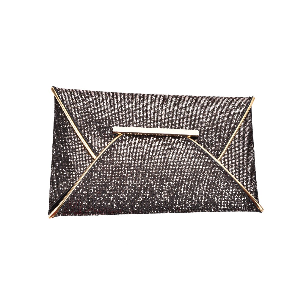 Sac à main de luxe à paillettes pour femmes, pochette à enveloppe brillante de mariage, pochette de soirée, 1 pièce: Gris foncé