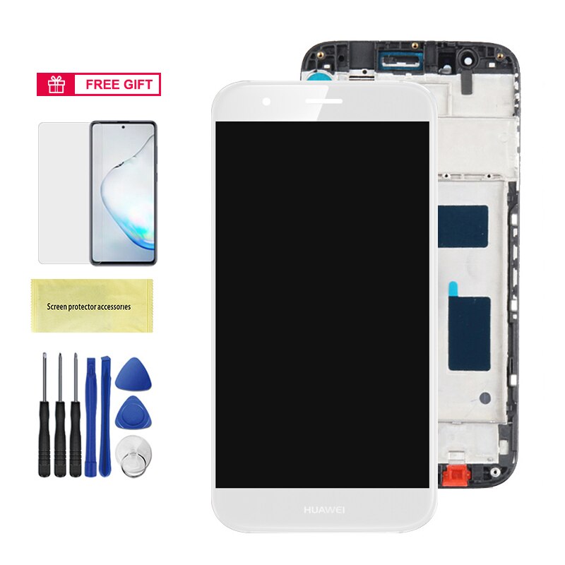 opprinnelig 5.5 '' skjerm til huawei  g8 gx8 lcd-skjerm berøringsskjerm digitaliseringsenhet med ramme til huawei  g8 rio -l01 l02 l03: Hvit med ramme