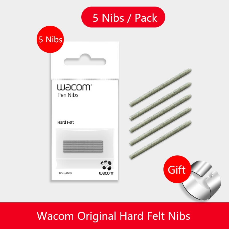 Wacom Standard Nibs / Hard Felt Nibs / Flex Nibs for Wacom Intuos Pens (5 Nibs / Pack): Hard Felt Nibs