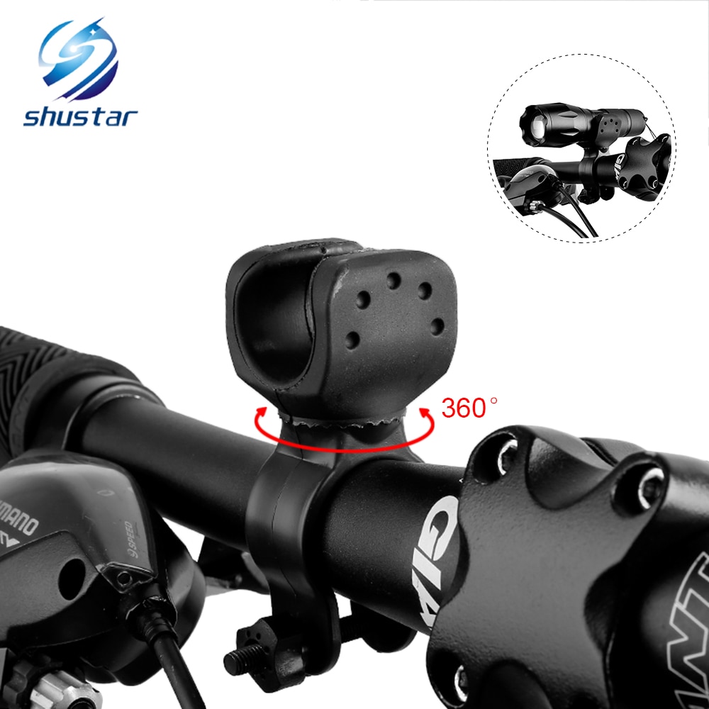 360 ° roterende Bike light bracket Zaklamp clip fietslicht clip Zaklamp clip met antislip rubber pakking Fiets onderdelen