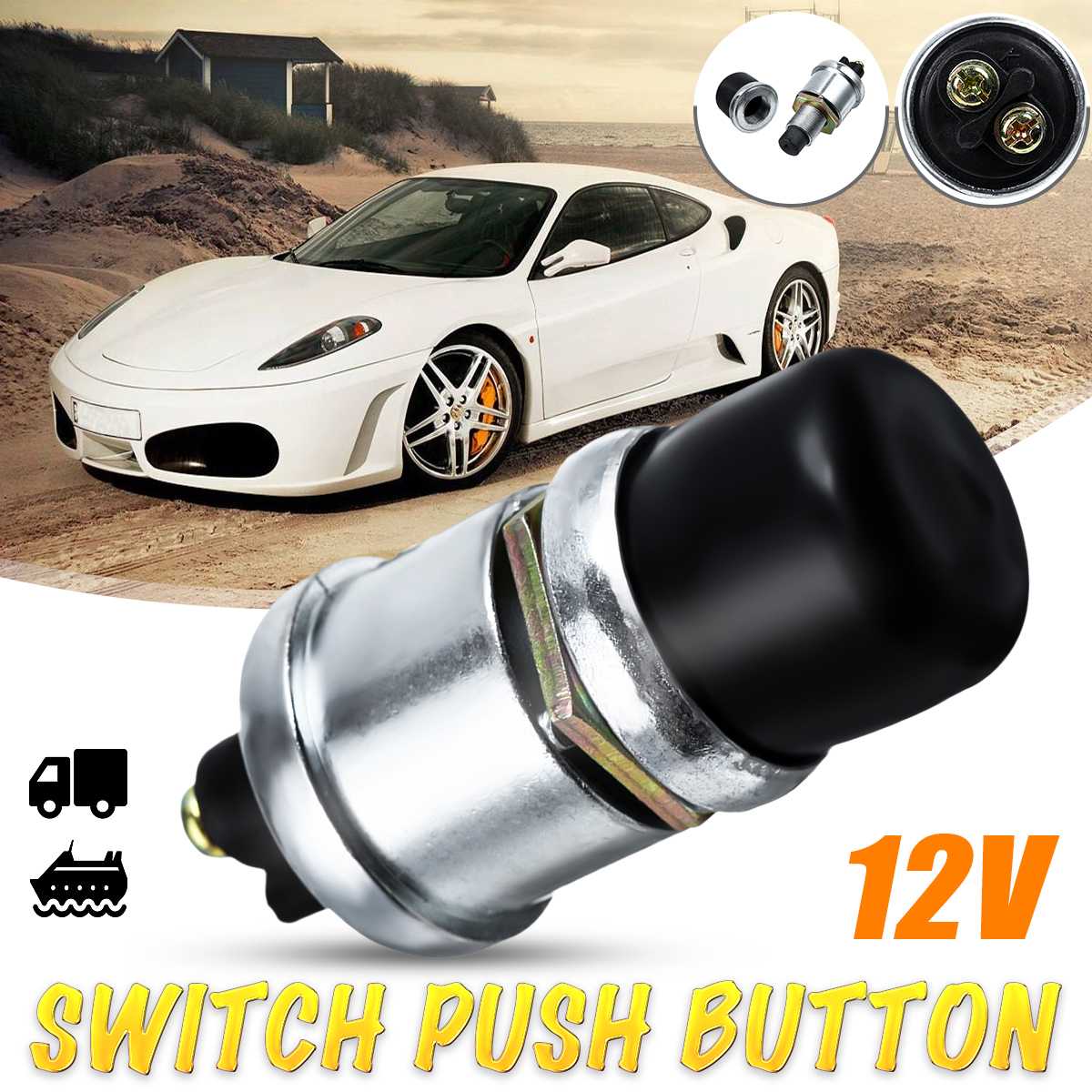 Universele 12v 50a waterdichte schakelaar drukhoorn motor startknop startschakelaar voor auto boot rups dieselmotor