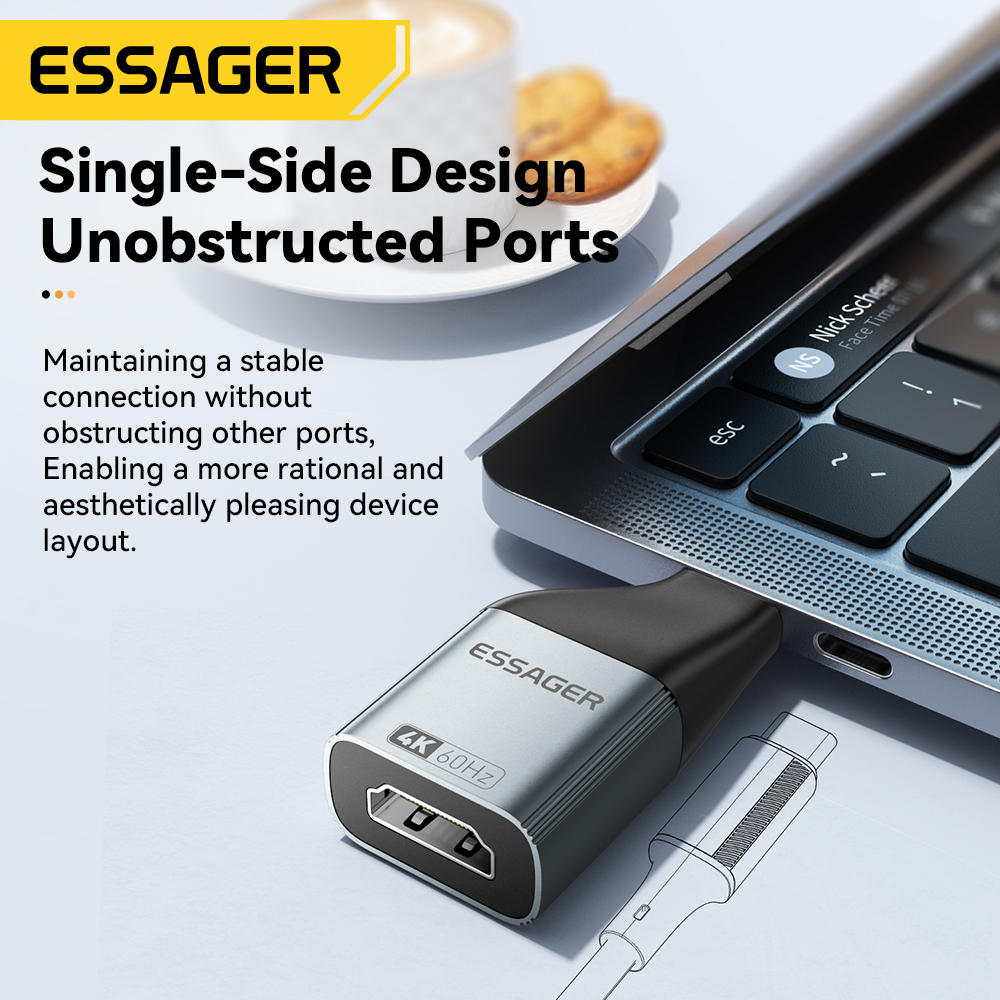 Essager USB-C to HDMI DP VGA Mini DisplayPort Adapter 8K 60Hz/4K 120Hz High-Definition Video Converter for MacBook PC Laptop