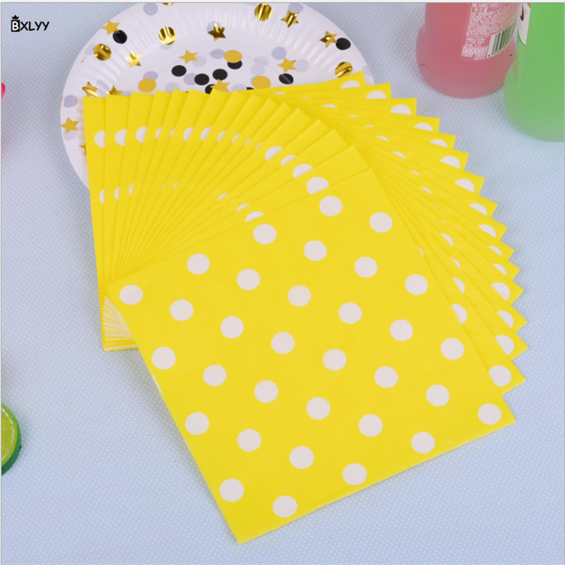 BXLYY Verjaardag Party Dress Up Papieren Handdoek Wegwerp Dot Dot Partij Decoratie Papieren Handdoek Bruiloft Decoratie Eenhoorn Party.7: YELLOW