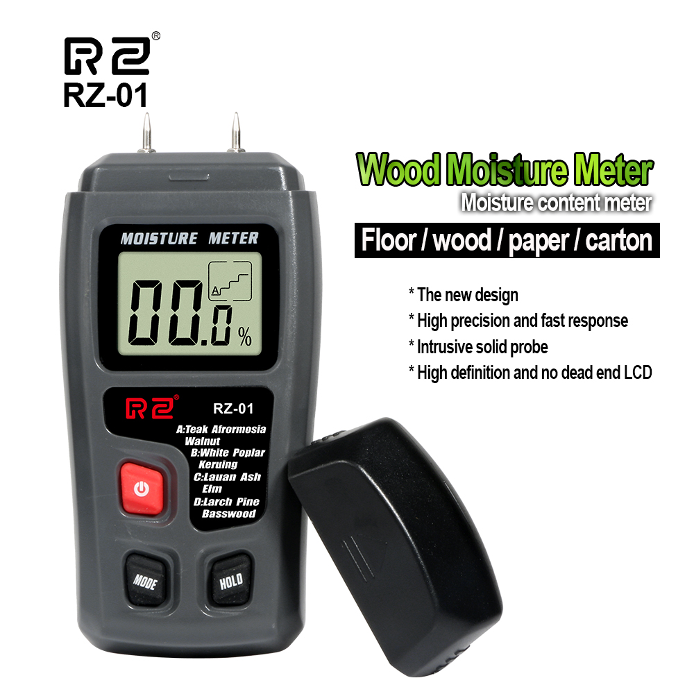 RZ Portable High Precision Wood Moisture Meter Hygrometer Density Digital Electrical Tester Measuring tool 0~99.9%: RZ-01