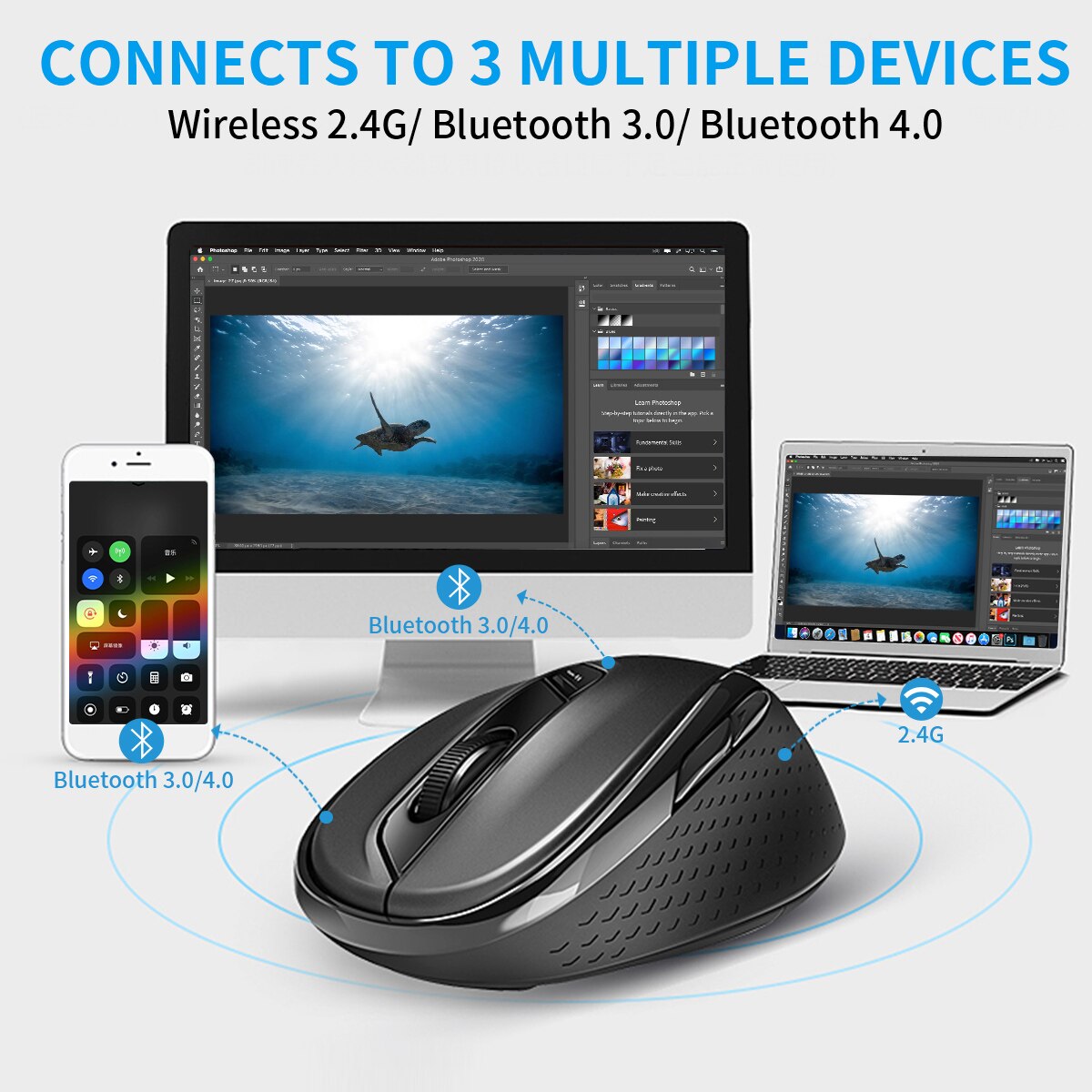 Rapoo M500G Silent Wireless Mouse Multi-Mode Small-Hands Bluetooth Mouse 4 Adjustable DPI Ergonomic Mouse for Computer PC Laptop