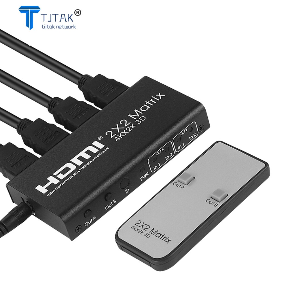 Commutateur de matrice HDMI 2 en 2 sorties, prise en charge de la télécommande HDCP 2022 IR 4K, séparateur de commutateur, 1.4
