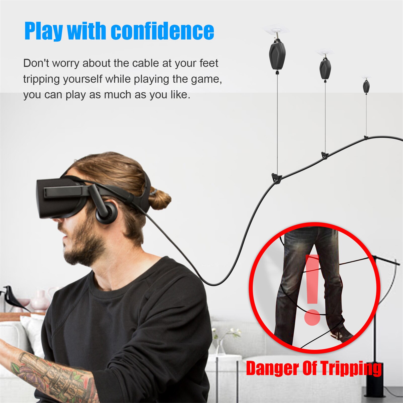 6 Pcs VR Cable Management System For Oculus Quest/Quest 2/Rift/Rift S/Valve Index/HTCVive/Vive Pro/HP Reverb G2/PSVR Link Cable