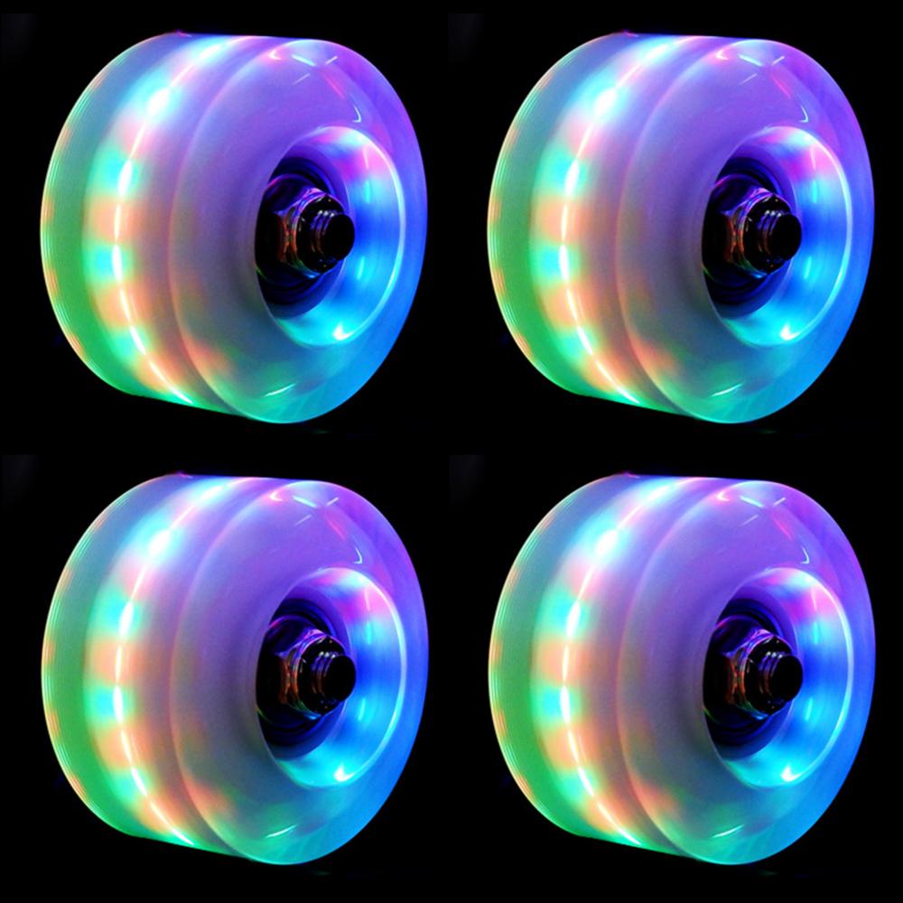 4pcs LED Double-row Roller Skates Luminous Wheel Roller Skates Flashing Wheels for Inline Skates for Adults Kids Roller Wheels