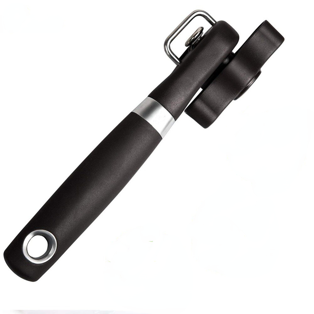 Multifunctionele blikopener Handheld roestvrijstalen blikopener Mes Veilige zijgesneden blikopener Gladde rand Gadgets Keukengereedschap: Black