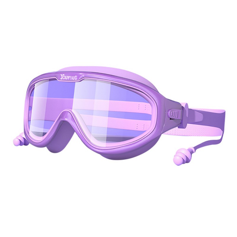 Children's Swimming Glasses Waterproof Anti-fog Swimming Big Frame Boys Girls Dving Eyewear with Earplugs Set: AZ