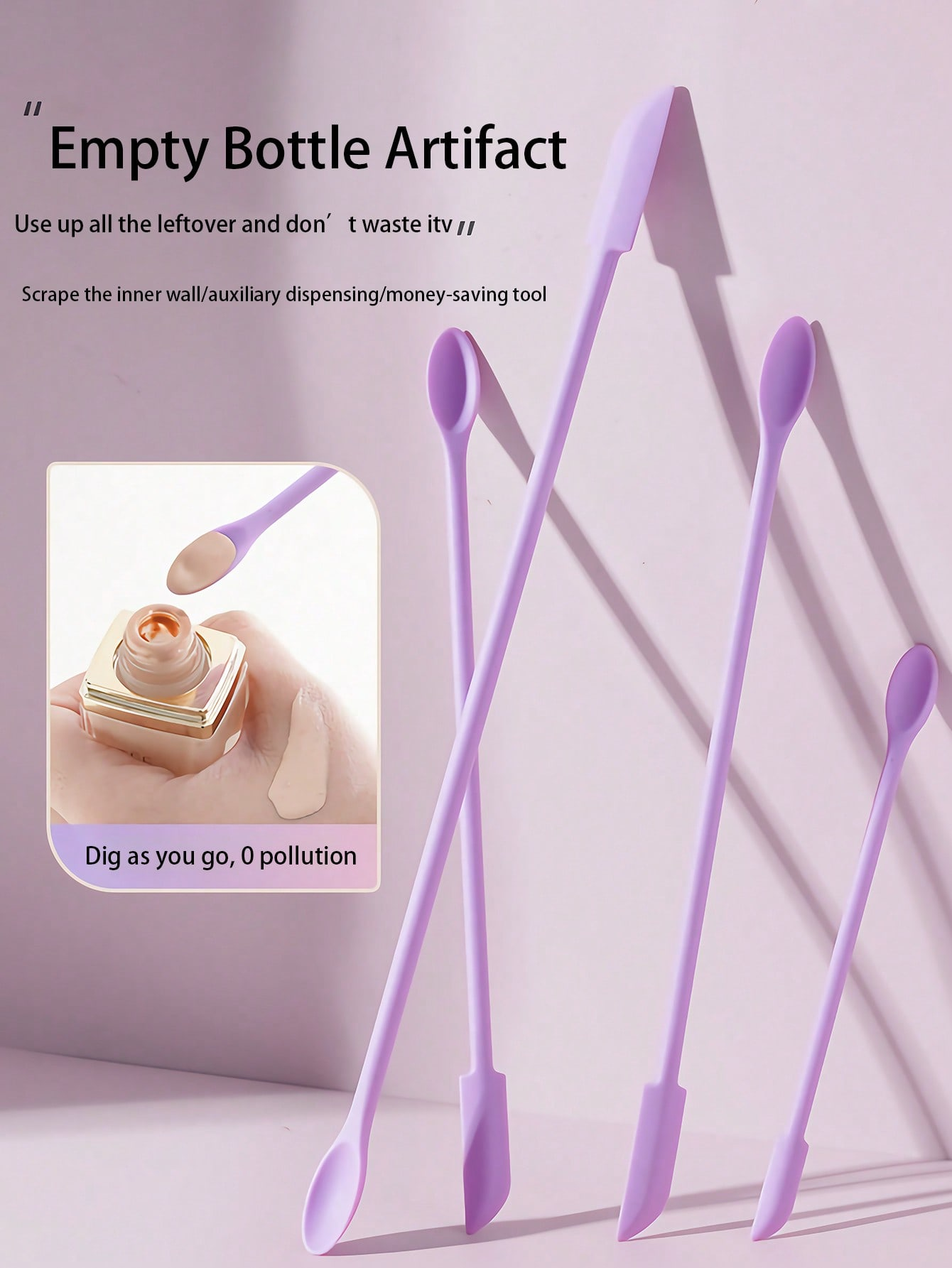 Espátula de maquillaje, juego de espátula de silicona, Mini espátula pequeña para botella de comida, espátula de belleza, tarro de loción pequeño, raspador para conseguir el último de Mak