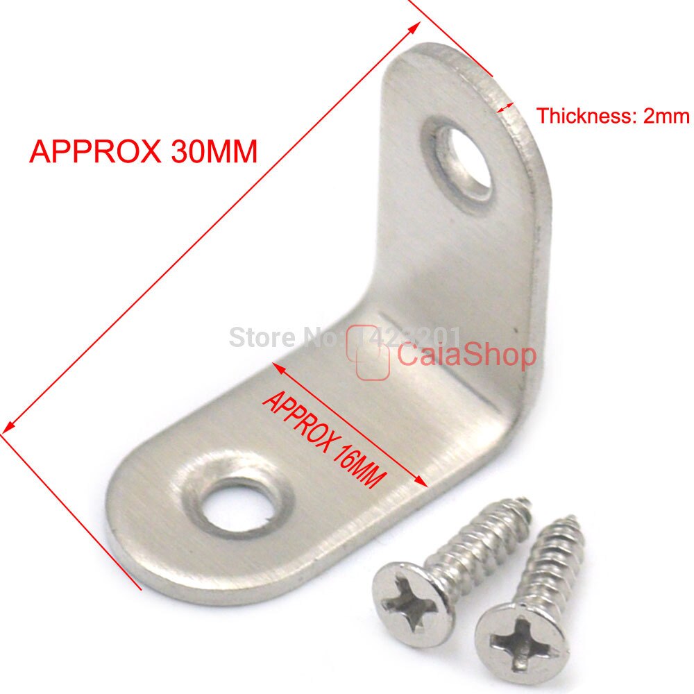 20 Pcs / Lot L-Shape Hinge Corners Fixed vertical Angle Bracket Stainless steel Furnitures Fitting Corner Connector