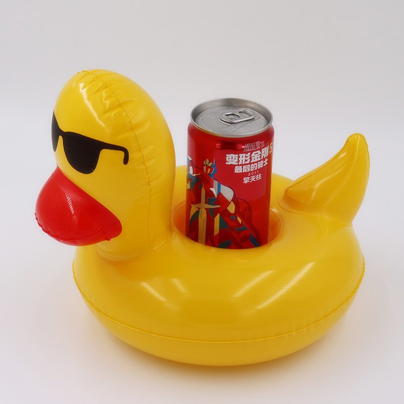 Pequeño pato amarillo inflable Mesa Bar bandeja piscina flotador taza beber cerveza titular natación juguetes playa Accesorios