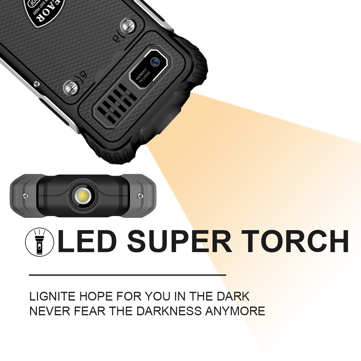 EAOR Power Bank Rugged Phone IP68 Water/Dust-proof Keypad Phones 3000mAh Big Battery 2G Feature Phone Push-button Mobile Phones