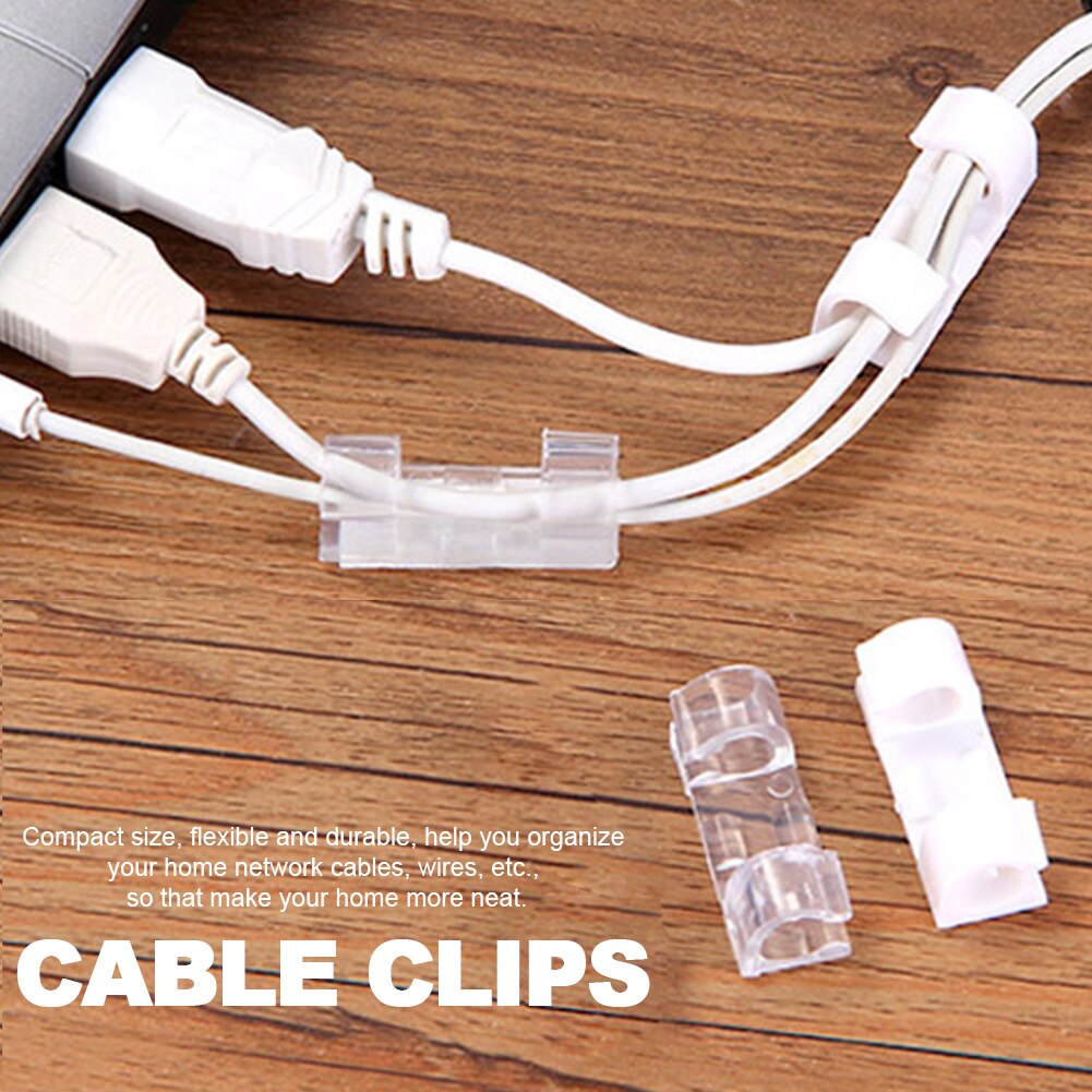 Space Saving Desk Fasteners Wall Office Fixed Multi-Purpose Management Cable Clip Clamp Self Adhesive Wire Holder Organiser