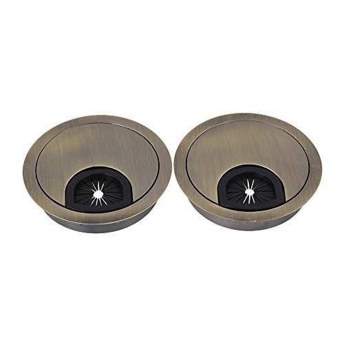 Bronze Zinc Alloy Computer Desk Table Grommet Cable Tidy Port Surface Wire Hole Cover 2PCS 60mm
