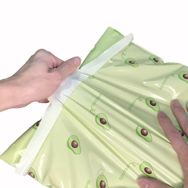 50 Stuks Geel Avocado Fruit Patroon Express Envelop Opbergzakken Poly Mailers Self Seal Plastic Envelop Verpakking Zak