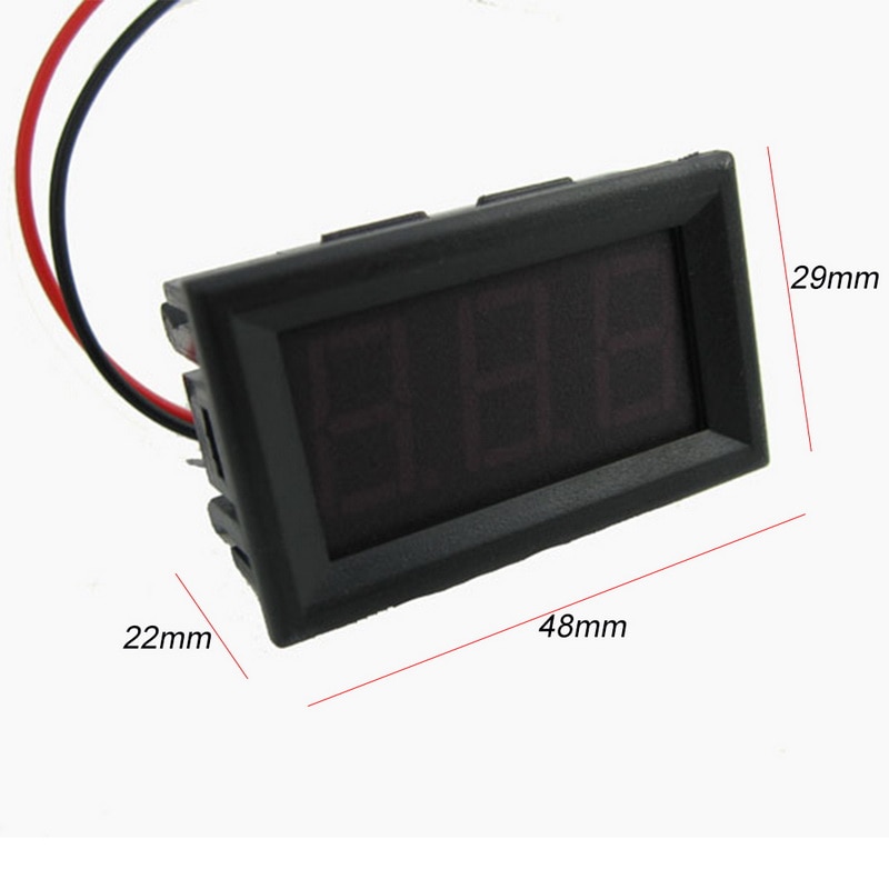 Mini digital voltmeter amperemeter  dc4.5-30v panel volt strømmåler tester med 2 ledninger ledet panel digital display 1 stk