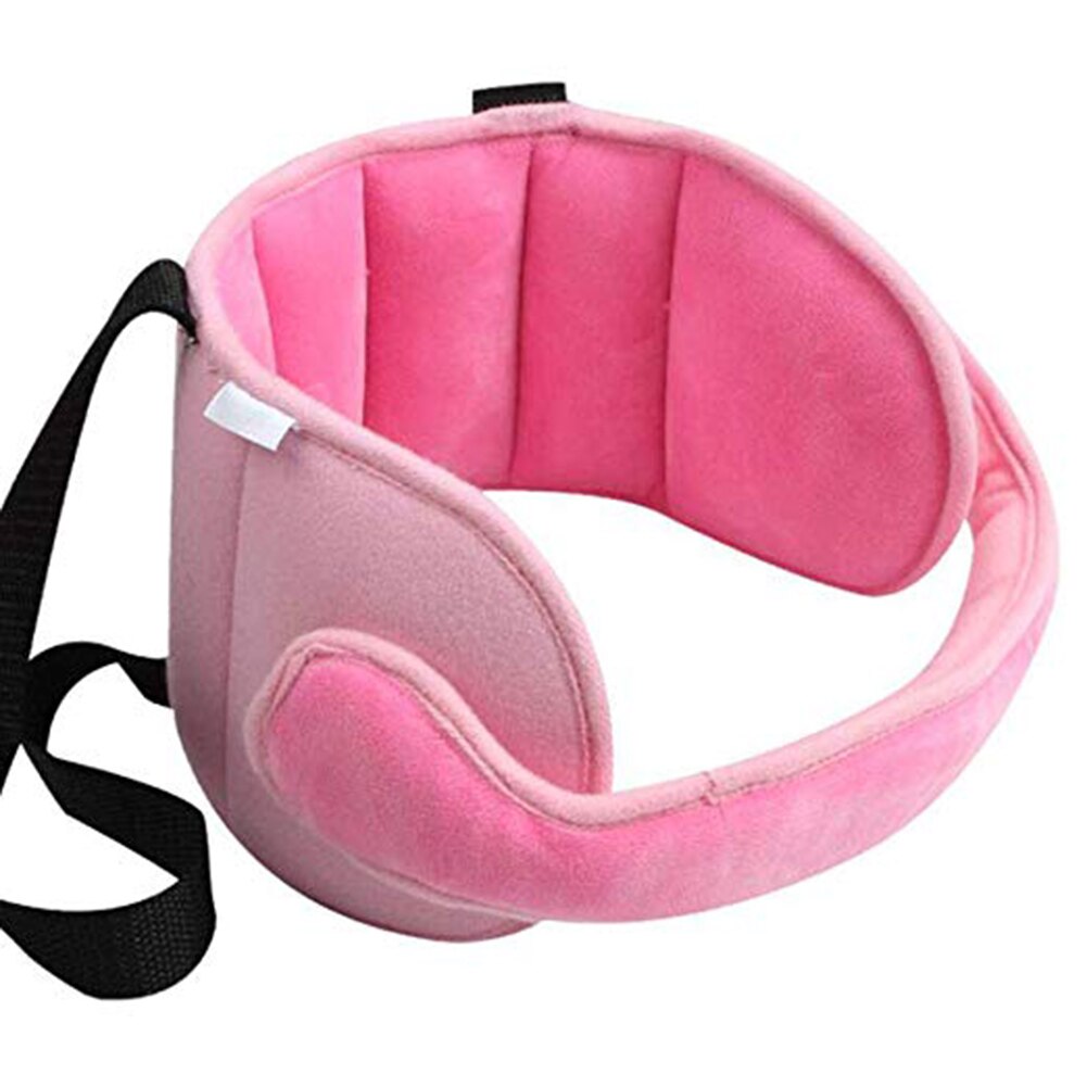 Cinta de sujeción para cabeza de chico de coche , soporte para cabeza y cuello, banda para cabeza fija para dormir: Rosa