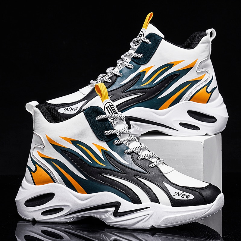 automne hiver basket-ball Chaussures hommes feu baskets plate-forme masculine bottines masculinité Chaussures haut vulcanisé Chaussures